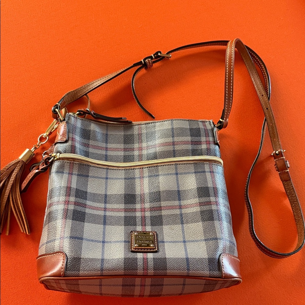 Dooney & Bourke Plaid Crossbody with Brown Leather Trim